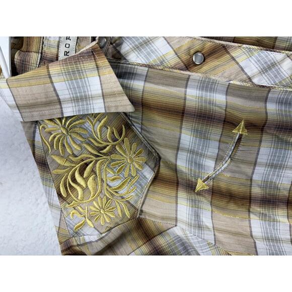 Roper women's Embroidered Pearl Snap Western Long Sleeve Shirt Size Medium - Picture 2 of 4